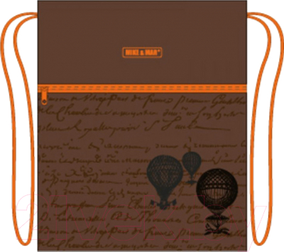 Мешок для обуви Mike&Mar Глобус / MB-158 (коричневый/оранжевый кант)