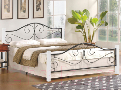 Двуспальная кровать Halmar Violetta 160x200 (белый/черный)