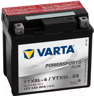 Мотоаккумулятор Varta Powersports AGM 504012003 (4 А/ч)