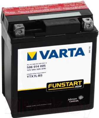 Мотоаккумулятор Varta YTX7L-4 YTX7L-BS / 506014005 (6 А/ч)
