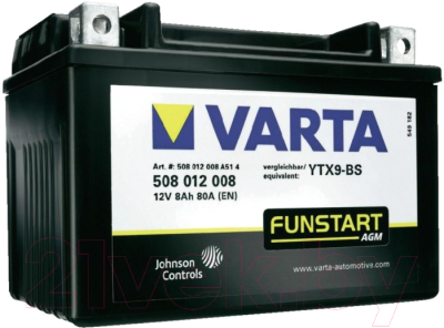 Мотоаккумулятор Varta YTX9-4 YTX9-BS / 508012008 (8 А/ч)