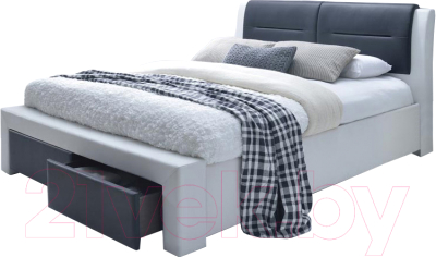 Полуторная кровать Halmar Cassandra-S 140x200 (белый/черный)