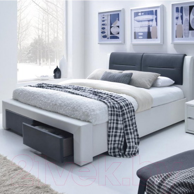 Полуторная кровать Halmar Cassandra-S 140x200 (белый/черный)