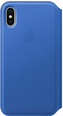 Чехол-книжка Apple Leather Folio для iPhone X Electric Blue / MRGE2