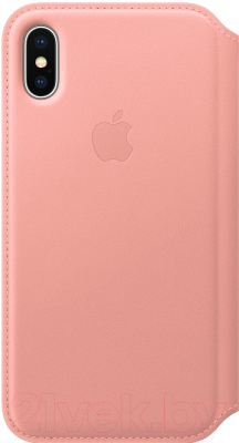 Чехол-книжка Apple Leather Folio для iPhone X Soft Pink / MRGF2
