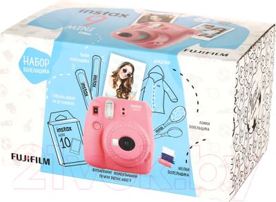 Фотоаппарат с мгновенной печатью Fujifilm Instax Mini 9 с набором болельщика ЧМ-2018 (розовый)