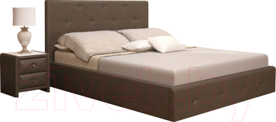 Двуспальная кровать Ижмебель Линда Люкс с ПМ 160x200 (кожзам/Best 87)