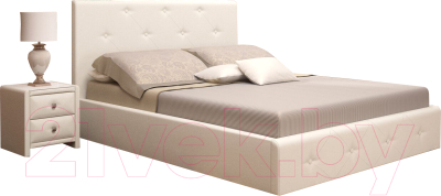 Двуспальная кровать Ижмебель Линда Люкс с ПМ 160x200 (легенда вайт)