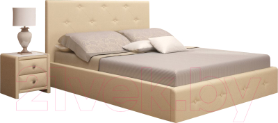 Полуторная кровать Ижмебель Линда Люкс с ПМ 140x200 (реал лайт беж)