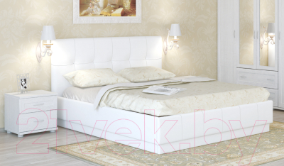 Двуспальная кровать Ижмебель Локарно с латами 180x200 (легенда вайт)