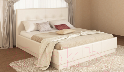 Двуспальная кровать Ижмебель Локарно с латами 180x200 (реал лайт беж)