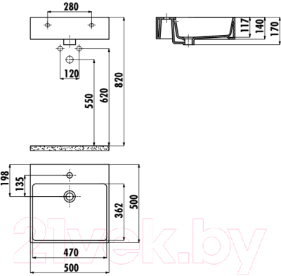 Умывальник Creavit Next 50 NX256-00CB00E-0000