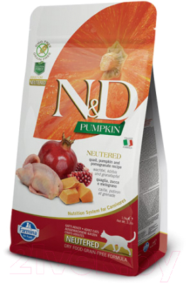 Сухой корм для кошек Farmina N&D Grain Free Pumpkin Quail & Pomegranate Adult Neutered (5кг)