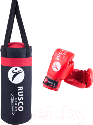 Набор для бокса детский RuscoSport 6oz (черный/красный)