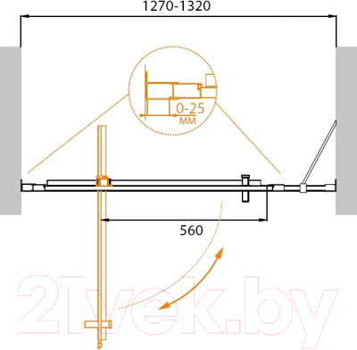 Душевая дверь Cezares MOLVENO-BA-11-100+30-C-Cr-IV 130x190