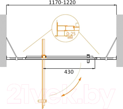 Душевая дверь Cezares MOLVENO-BA-12-70+50-C-Cr-IV 120x190