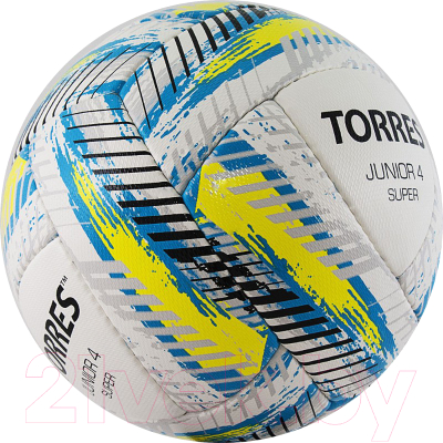 Футбольный мяч Torres Junior-4 Super HS/ F320304 (р-р 4, белый/желтый/голубой)