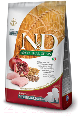 

Корм для собак Farmina, N&D Ancestral Grain Dog Chicken & Pomegranate Puppy Medium/Maxi