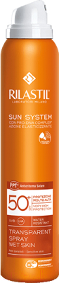 Спрей солнцезащитный Rilastil Sun System PPT SPF50+ с Pro-DNA Complex для чувствительной кожи (200мл, прозрачный)