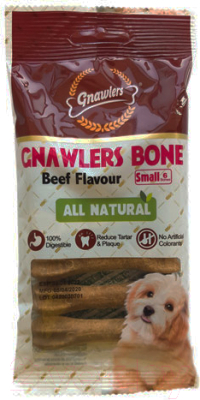 Лакомство для собак Gnawlers Bone Beef с говядиной для очистки зубов / G1156 (6шт, 108г)