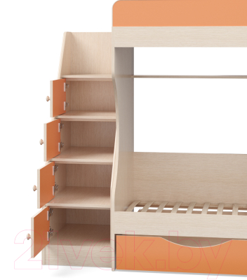 Двухъярусная кровать Можга Капризун 6 с ящиками / Р443 (оранжевый)