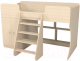 Кровать-чердак детская Можга Капризун 2 со шкафом / Р441 (дуб млечный) - 
