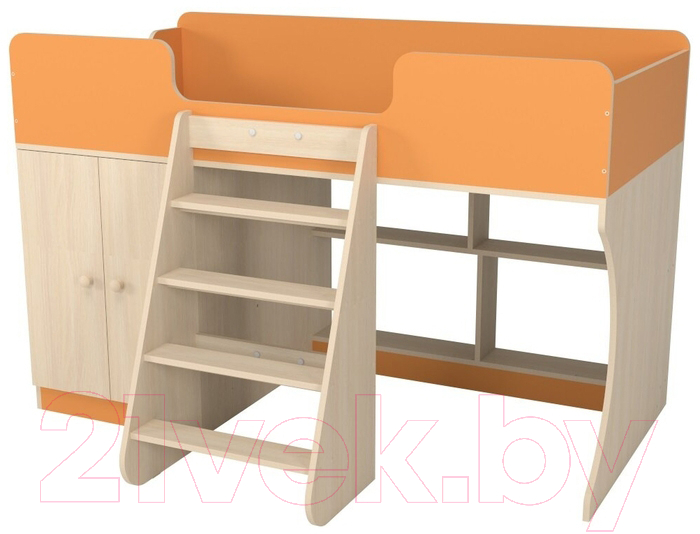 Кровать-чердак детская Можга Капризун 2 со шкафом / Р441