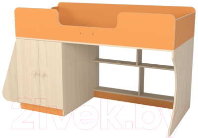 Кровать-чердак детская Можга Капризун 2 со шкафом / Р441 (оранжевый)