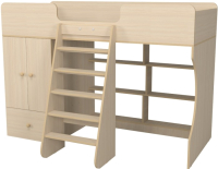 Кровать-чердак детская Можга Капризун 2 со шкафом / Р446 (дуб млечный) - 
