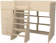 Кровать-чердак детская Можга Капризун 2 со шкафом / Р446 (дуб млечный) - 