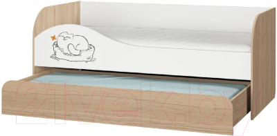 Двухъярусная выдвижная кровать детская Аквилон Кот № 900.1 (туя светлая/белый)