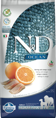 

Корм для собак Farmina, N&D Ocean Fish & Orange Adult Medium & Maxi