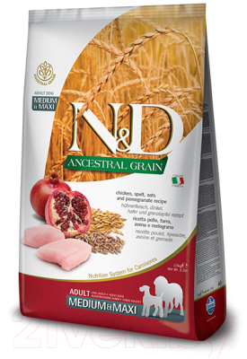

Корм для собак Farmina, N&D Ancestral Grain Chicken & Pomegranate Adult Medium/Maxi