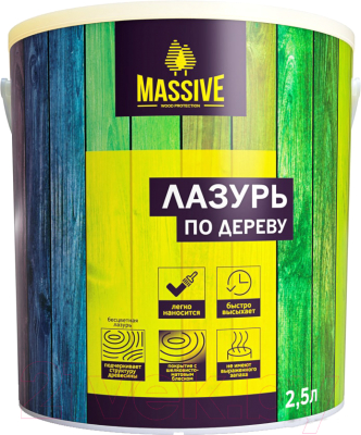 

Лазурь для древесины MASSIVE, Желтый;золотистый, Водно-дисперсионная