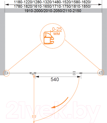 Душевая дверь Cezares VERONA-W-B-13-30+60/30-C-Cr (120x195)