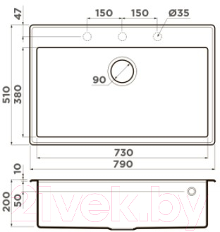 Мойка кухонная Omoikiri Tedori 79-BL (4993948)