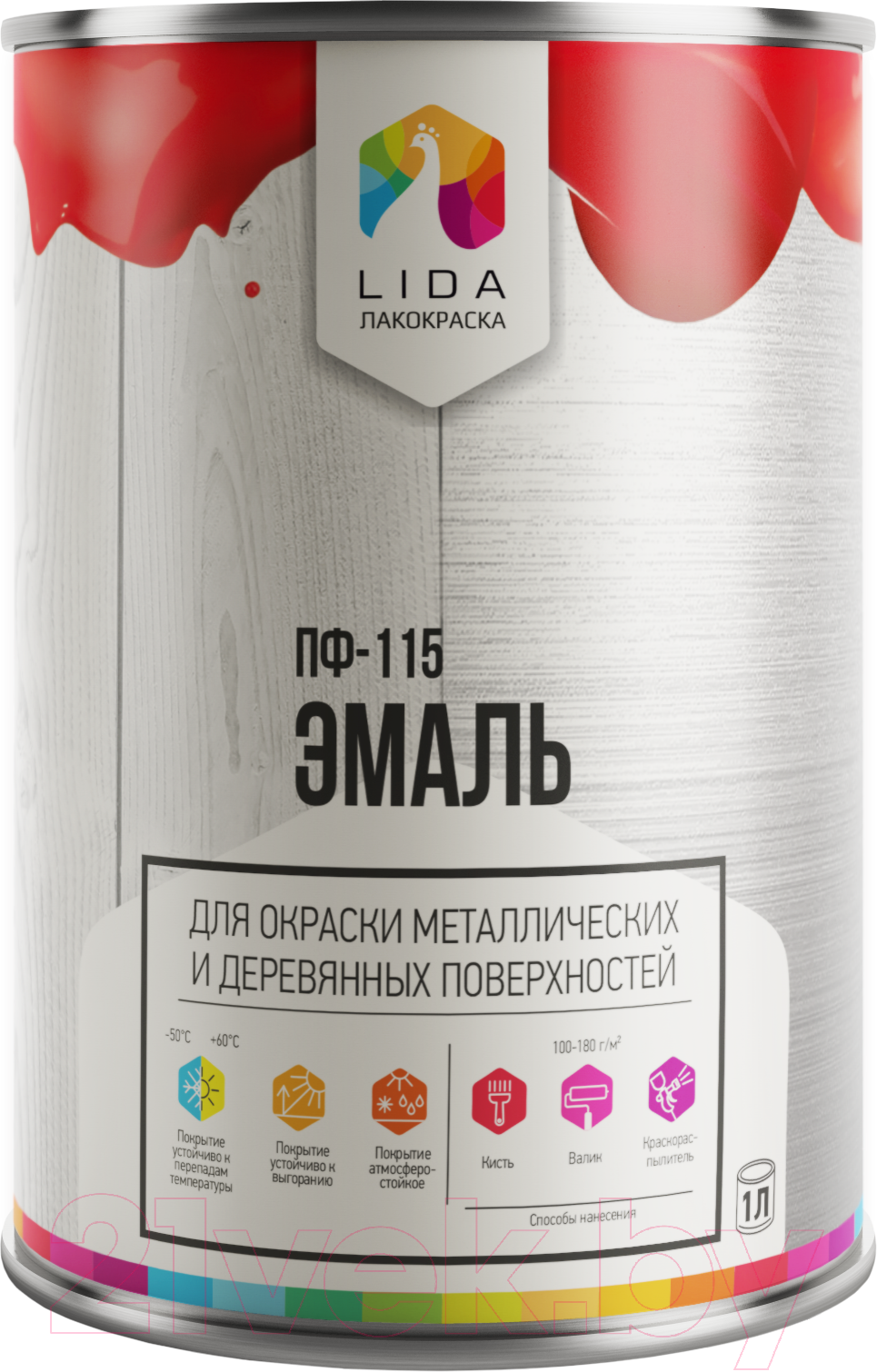 Эмаль Lida ПФ-115 RAL6032 (900г, молодая зелень)