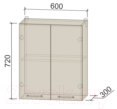 Шкаф навесной для кухни Интерлиния Компо ВШ60-720-2дв (вудлайн кремовый)