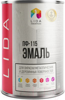 Эмаль Lida ПФ-115 (1кг, белый)