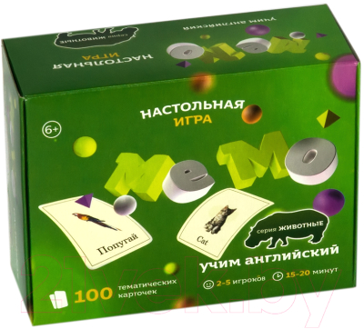 

Настольная игра Дубль, МЕМО Учим английский. Животные