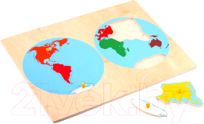 Изображение товара Развивающая игрушка ЛЭМ Рамка-вкладыш. Карта континентов / 5014