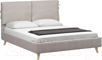 Двуспальная кровать Woodcraft Саксан-Н 160 вариант 1 (искусственная шерсть / топленое молоко)