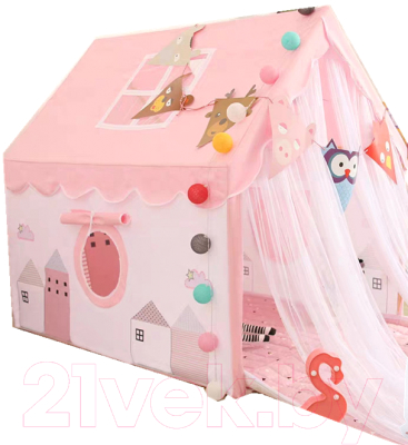 Детская игровая палатка Sundays Домик с розовой крышей / 377536 - вариант оформления (украшения в комплект не входят)