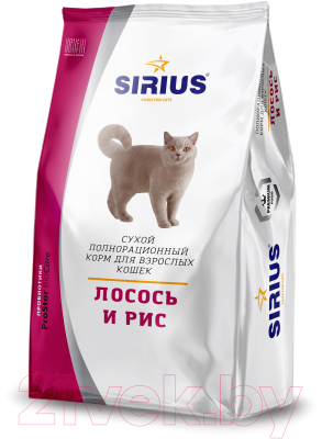 Сухой корм для кошек Sirius Для взрослых кошек с лососем и рисом (400г)