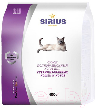 Сухой корм для кошек Sirius Для стерилизованных кошек с мясом птицы (400г)