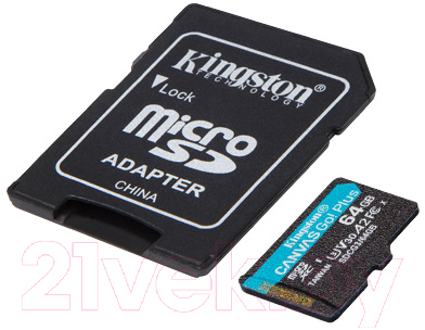 Карта памяти Kingston Canvas Go Plus microSDXC 64GB + SD адаптер (SDCG3/64GB)