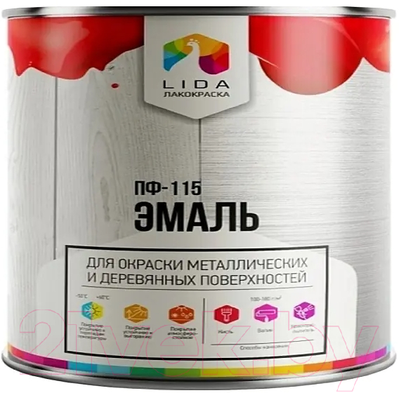 Эмаль Lida ПФ-115 (2кг, вишневый)