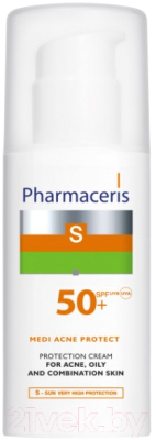 Крем для лица Pharmaceris S Medi Acne Protect защитный для комбинир жирной кожи SPF50+ (50мл)