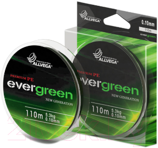 Леска плетеная Allvega Evergreen 0.16мм 110м / EVGR016 (темно-зеленый)