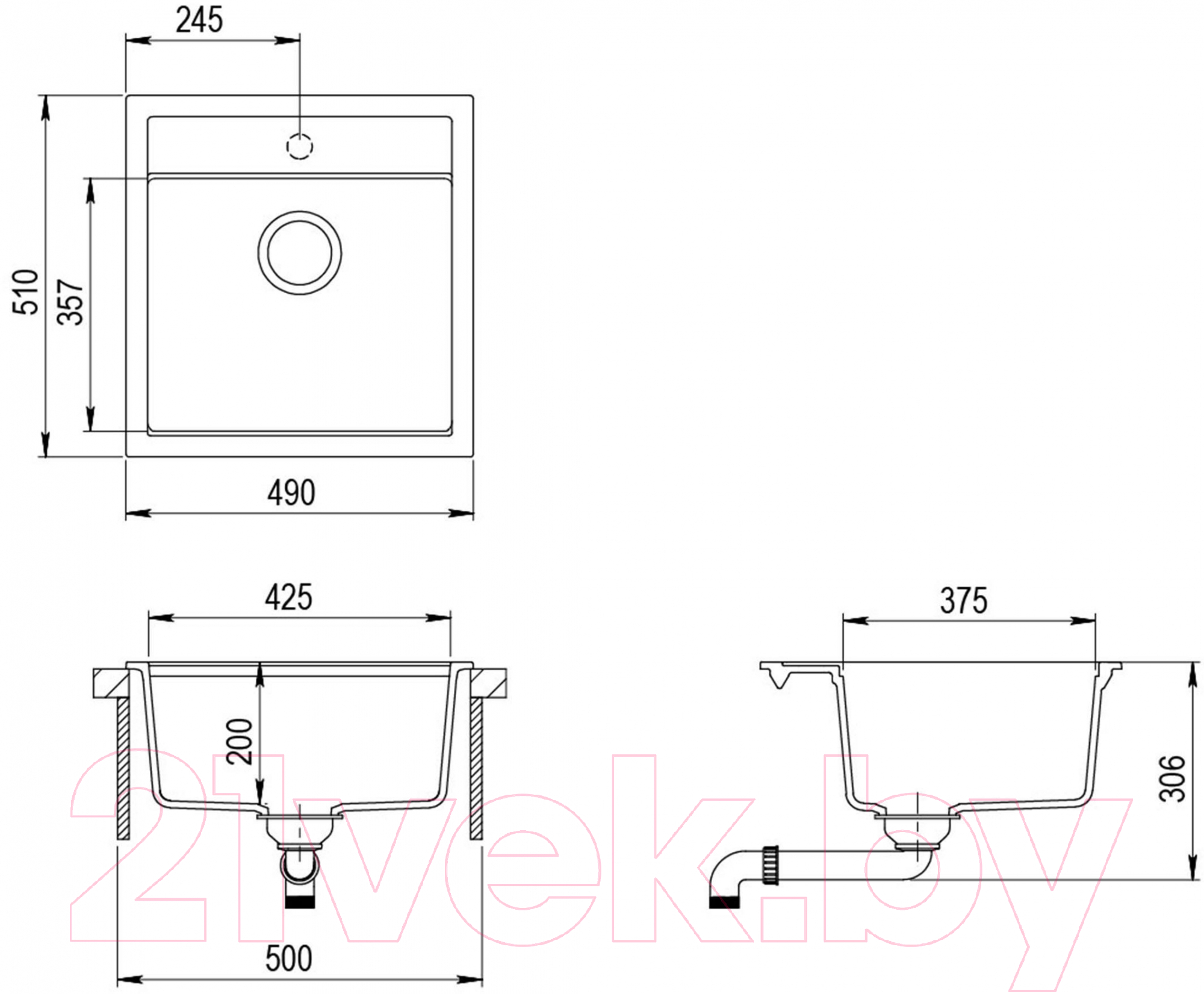 Мойка кухонная Aquasanita SQT100W (бежевый)